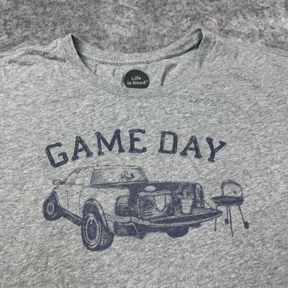 Life is Good T Shirt Mens XXL Gray Blue Game Day Tailgating Smooth Tee Cotton - Picture 2 of 8